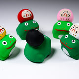 Seto ware Handheld Lucky Ornament - Frog and Daruma - 5 Colour Options / 縁起玩具