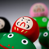 Seto ware Handheld Lucky Ornament - Frog and Daruma - 5 Colour Options / 縁起玩具