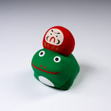 Seto ware Handheld Lucky Ornament - Frog and Daruma - 5 Colour Options / 縁起玩具