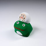 Seto ware Handheld Lucky Ornament - Frog and Daruma - 5 Colour Options / 縁起玩具