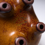 Seto Ware KASHIWA - Animal Ornament - Reddish Brown Round Horse/ 瀬戸焼 かしわ窯