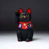Seto ware Lucky Ornament - Beckoning Cat - Large Black / 縁起玩具