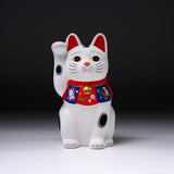 Seto ware Lucky Ornament - Beckoning Cat - Large White / 縁起玩具