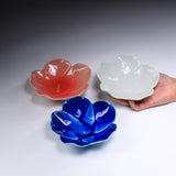 Seto ware MARUKO Flower Three-Legged Shallow Bowl - 3 Options / 瀬戸焼 花合わせ 小皿