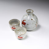 Seto ware MARUKO Rabbit Sake Set - Two Cups and One Jug / 灶師 ギフトセット