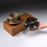 Seto were MARUKO Pair Mug Cup and Saucer Gift Set - Natural / 灶師ギフトセット