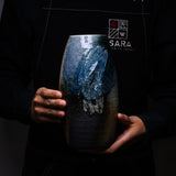 Shigaraki ware Pottery Vase - Deep Sea / 信楽焼 花瓶
