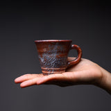 Shozan Kiln Espresso Cup - Brown Shino - Angular / 荘山窯 紅志野 デミタスコーヒー