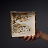 Shunzan Kiln Kyo Kiyomizu Ware Square Plate -  Kenzan Kacho / 俊山窯 四角皿