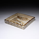 Shunzan Kiln Kyo Kiyomizu Ware Square Plate -  Kenzan Kacho / 俊山窯 四角皿