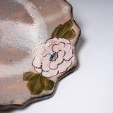 Shunzan Kiln Kyo Kiyomizu Ware Twisted Tea Cup and Saucer - Peony / 俊山窯 カップソーサー