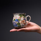 Shunzan Kiln Kyo Kiyomizu Ware Mug - Four Seasons Flowers / 俊山窯 マグカップ