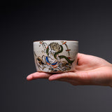 Shunzan Kiln Kyo Kiyomizu Ware Soba Choko Cup - Raijin / 俊山窯 そば猪口