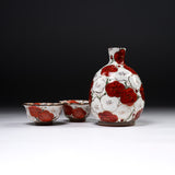 Shunzan Kiln Kyo Kiyomizu Ware Sake Set - Plum / 俊山窯 酒器セット