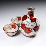 Shunzan Kiln Kyo Kiyomizu Ware Sake Set - Plum / 俊山窯 酒器セット