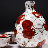 Shunzan Kiln Kyo Kiyomizu Ware Sake Set - Plum / 俊山窯 酒器セット