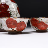 Shunzan Kiln Kyo Kiyomizu Ware Sake Set - Plum / 俊山窯 酒器セット