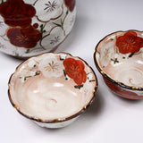 Shunzan Kiln Kyo Kiyomizu Ware Sake Set - Plum / 俊山窯 酒器セット