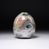 Shunzan Kiln Kyo Kiyomizu Ware Vase - Luster Dragon / 俊山窯 花瓶