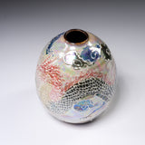 Shunzan Kiln Kyo Kiyomizu Ware Vase - Luster Dragon / 俊山窯 花瓶