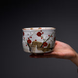 Shunzan Kiln Kyo Kiyomizu Ware Premium Matcha Bowl - Plum / 俊山窯 抹茶碗