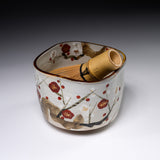 Shunzan Kiln Kyo Kiyomizu Ware Premium Matcha Bowl - Plum / 俊山窯 抹茶碗