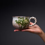 Shunzan Kiln Kyo Kiyomizu Ware Twisted Handle Mug - Bamboo / 俊山窯 マグカップ