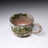 Shunzan Kiln Kyo Kiyomizu Ware Twisted Handle Mug - Bamboo / 俊山窯 マグカップ