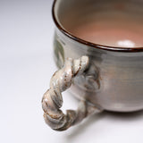 Shunzan Kiln Kyo Kiyomizu Ware Twisted Handle Mug - Bamboo / 俊山窯 マグカップ
