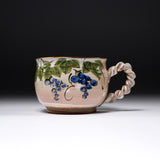 Shunzan Kiln Kyo Kiyomizu Ware Twisted Handle Mug - Grapes / 俊山窯 マグカップ