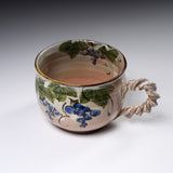 Shunzan Kiln Kyo Kiyomizu Ware Twisted Handle Mug - Grapes / 俊山窯 マグカップ