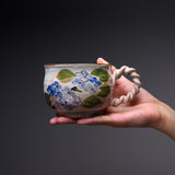 Shunzan Kiln Kyo Kiyomizu Ware Twisted Handle Mug - Hydrangea / 俊山窯 マグカップ