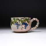 Shunzan Kiln Kyo Kiyomizu Ware Twisted Handle Mug - Grape 2 / 俊山窯 マグカップ