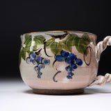 Shunzan Kiln Kyo Kiyomizu Ware Twisted Handle Mug - Grape 2 / 俊山窯 マグカップ