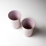 Tenryu Kiln Hagi Ware Pair Tea Cup - Milky Pink / 萩焼 ペアカップ