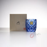 KAGAMI Crystal Sake Glass By Satoshi Nabetani - Cloisonne Blue / 鍋谷聰 七宝