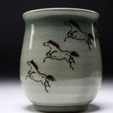 Obori Soma Ware Jumping Horse Tea Cup / 大堀相馬焼 湯呑