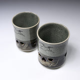 Obori Soma Ware Double Layer Horse Pair Tea Cup / 大堀相馬焼 ペアカップ 湯呑