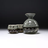 Obori Soma Ware Double Layer Horse Sake Set / 大堀相馬焼 酒セット