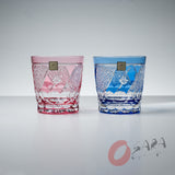 KAGAMI Crystal Multilayer Coloured Pair Rock Glass - Chrysanthemum / 菊つなぎに花