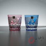 KAGAMI Crystal Multilayer Coloured Pair Rock Glass - Chrysanthemum / 菊つなぎに花