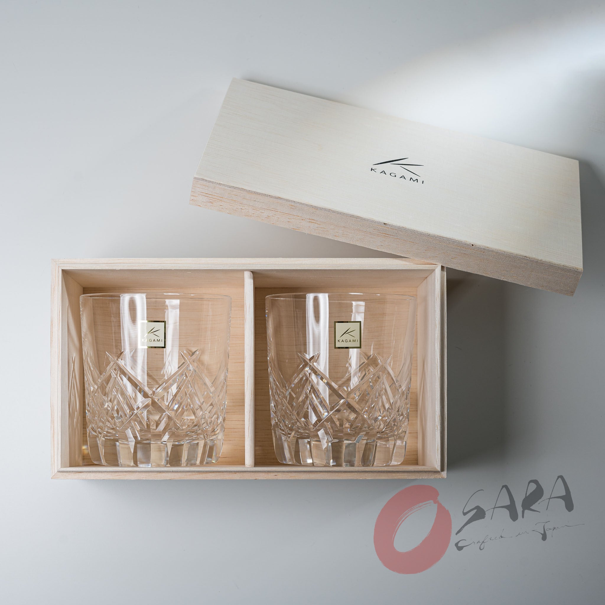 KAGAMI Crystal Japanese Handmade Pair Rock Glass - 260ml - Sleet