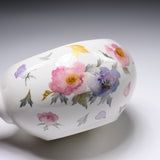 Teapot - Glossy White with Flower / Matcha Bowl with Spout - 380 ml