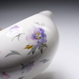 Teapot - Glossy White with Flower / Matcha Bowl with Spout - 380 ml