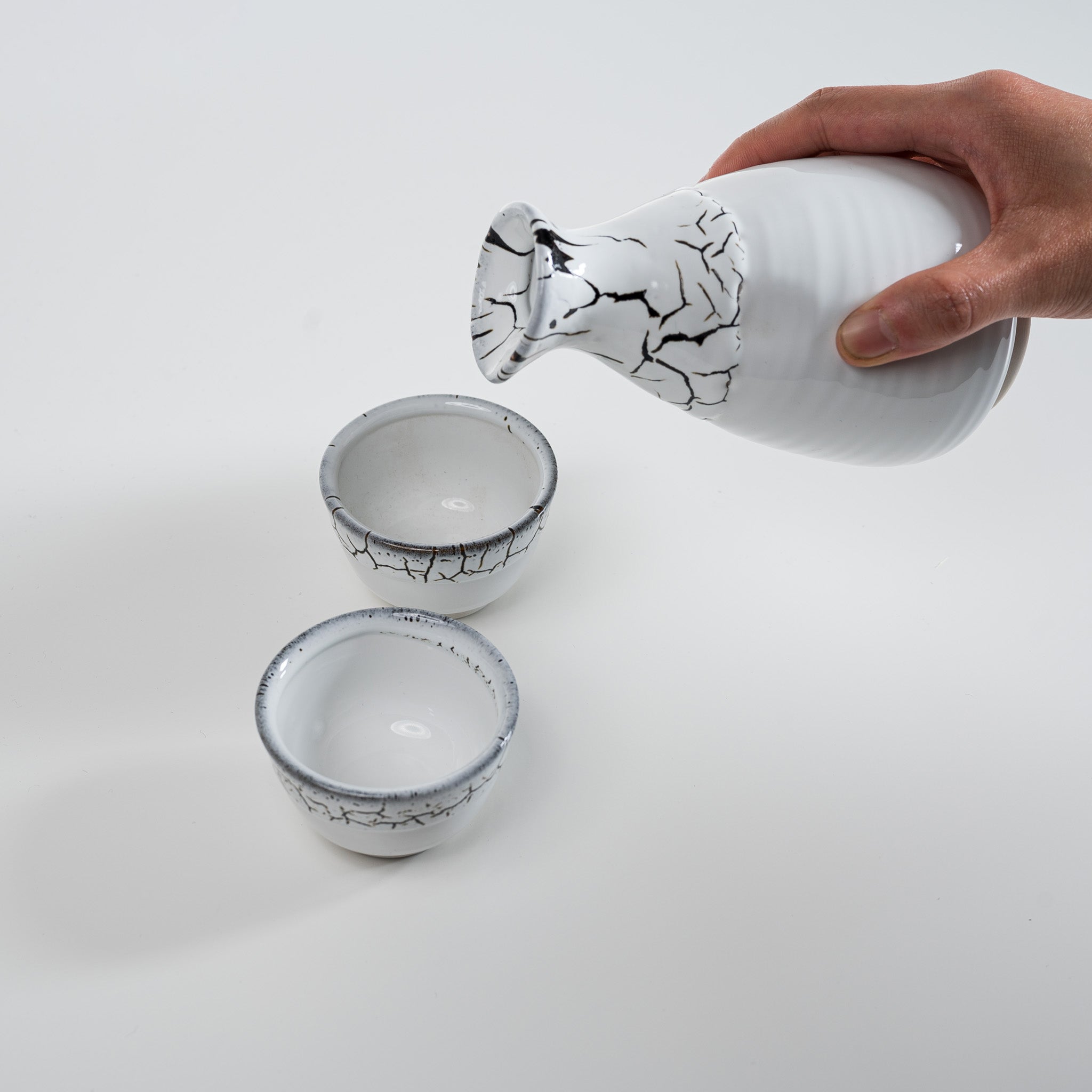 Mino ware Pottery Sake Set - White Thunder / やまい伊藤 酒器セット