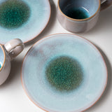 Tenryu Kiln Hagi Ware Pair Cup and Saucer - Sparkling Blue / 萩焼 ソライロ