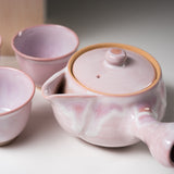 Tenryu Kiln Hagi Ware Tea Set with Wooden Box - Milky Pink / 天龍窯 茶器揃え