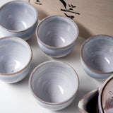 Hagi Ware Tea Set with Wooden Box - Artisan Yuka Matsuo / 茶器セット 松尾邑華作