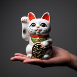 Tokoname Ware Lucky Cat Ornament - Right Hand - 13 cm / 常滑焼き 招き猫