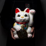 Tokoname Ware Lucky Cat Ornament - 33 cm - Left Hand / 常滑焼き 招き猫